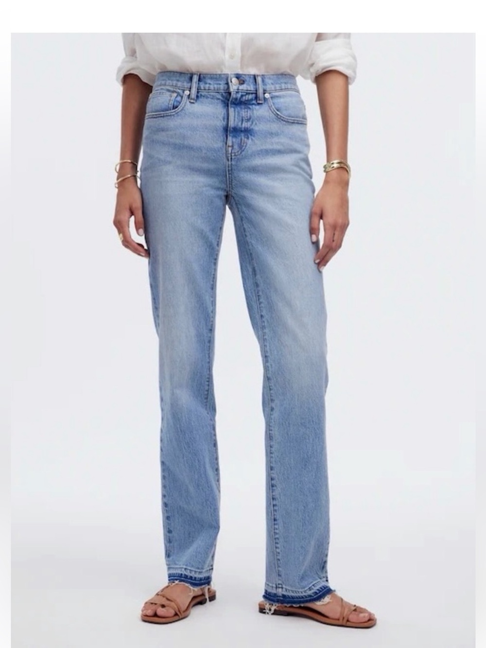 Madewell Mid Rise 90s Straight Jeans 27 Light Wash Minimalist Denim